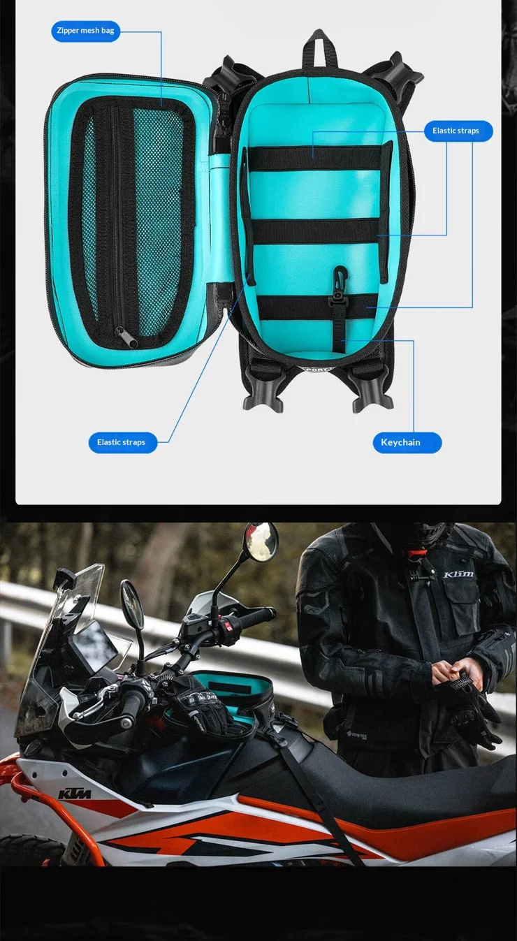 Rhinowalk Motorfiets-tanktas, waterdicht MCY2601, 2L tanktas met
