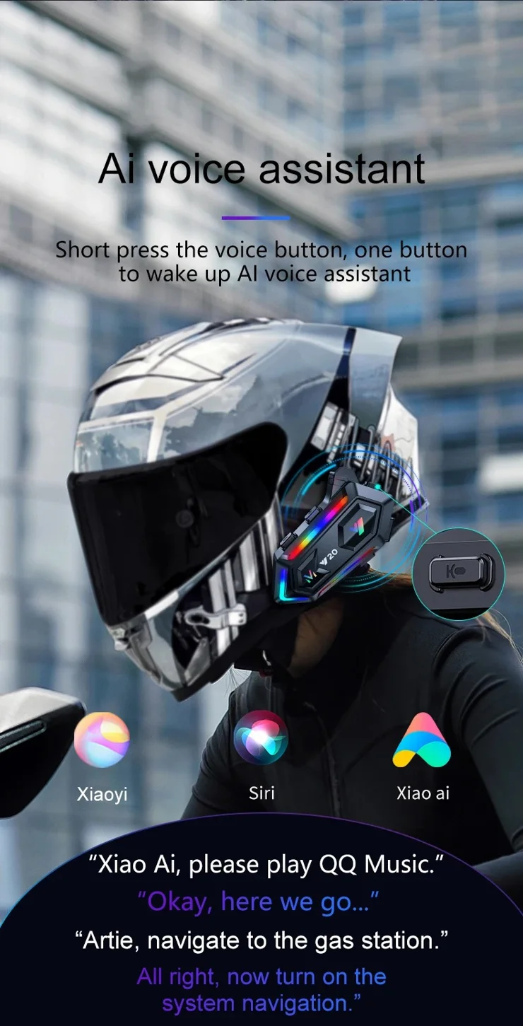 Y20 MAX Motorcycle Helmet Bluetooth Headset Intercom With Mixing - View #7