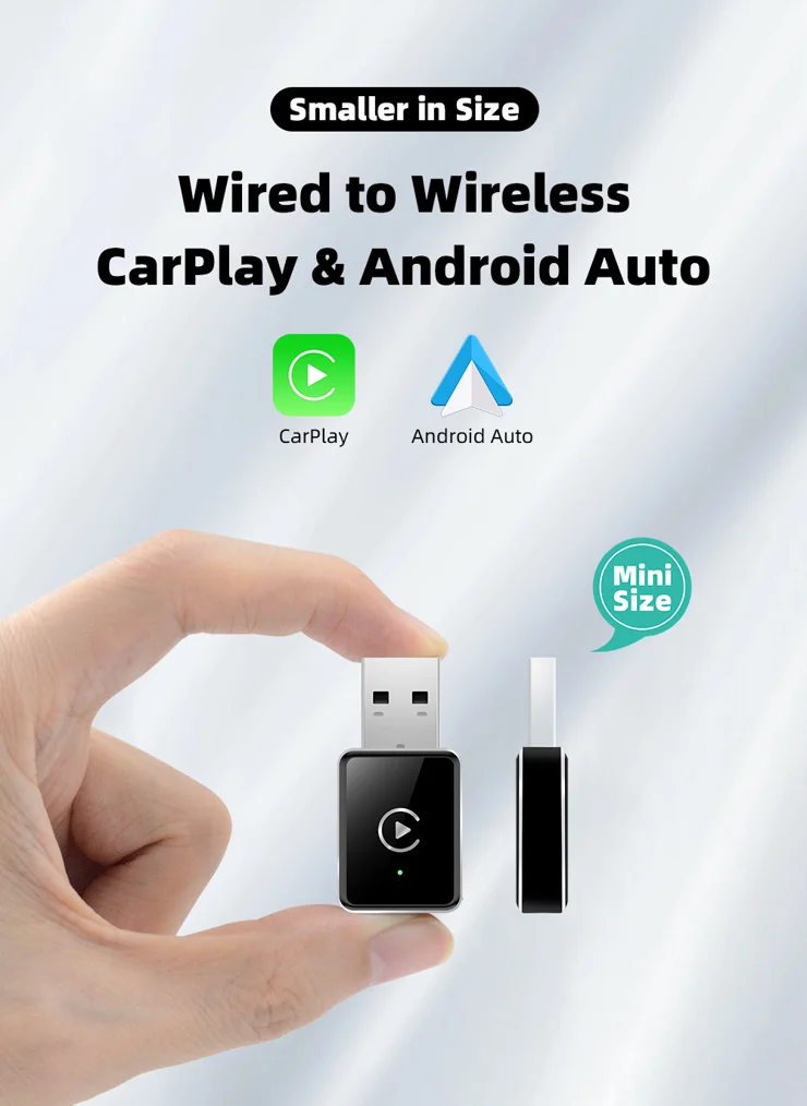 CarPlay Draadloze Adapter 2 in 1, Android Auto Adapter Upgrade van Wired naar Wireless, Plug and Play, Mini & Stabiel, Compatibel met iPhone 10 & Auto's met Wired CarPlay, Zwart CarPlay Draadloze Adapter 2 in 1, Android Auto Adapter Upgrade van Wired naar Wireless, Plug and Play, Mini & Stabiel, Compatibel met iPhone 10 & Auto's met Wired CarPlay, Zwart