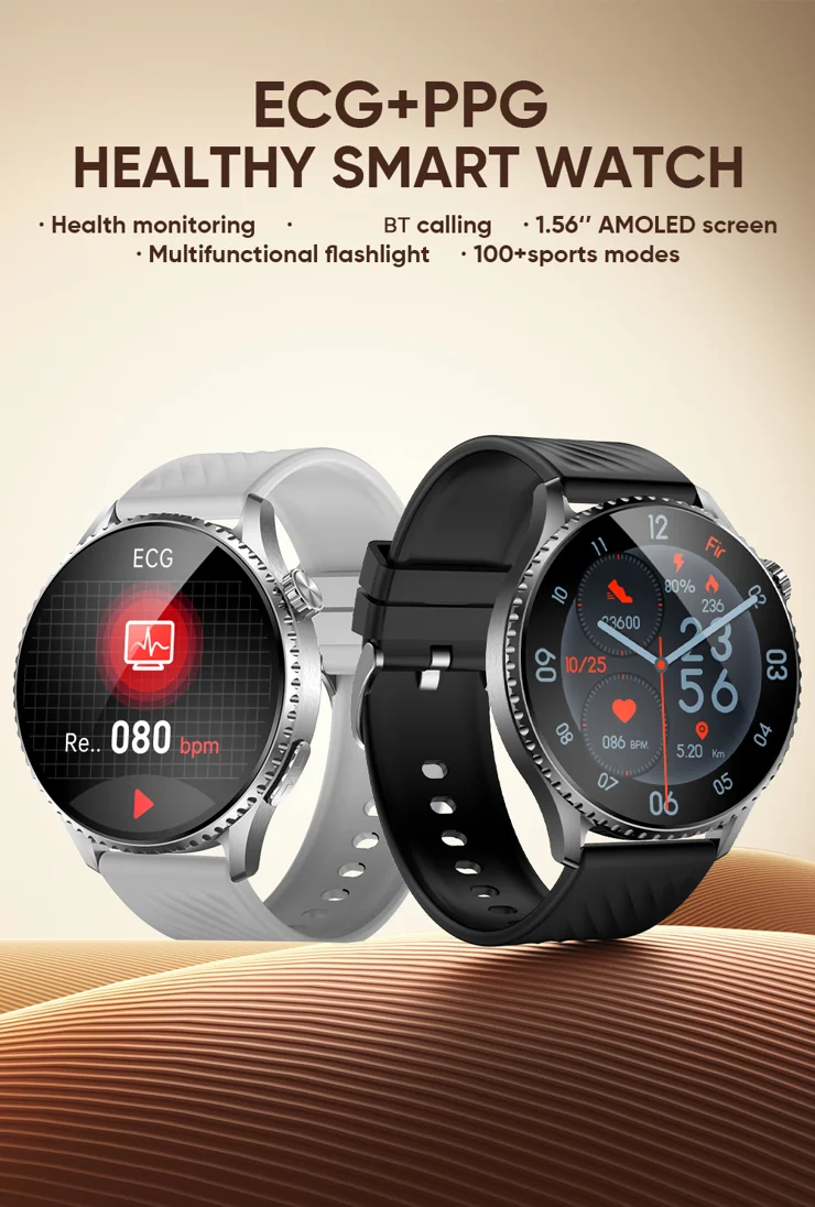 Smart Watch ECG Men, 1.4 inch AMOLED Smartwatch Dial Answer Call, Women Waterproof Fitness Tracker with PPG SpO2 Heart Rate Monitor Message Notice Sleep Monitor for Android iOS
