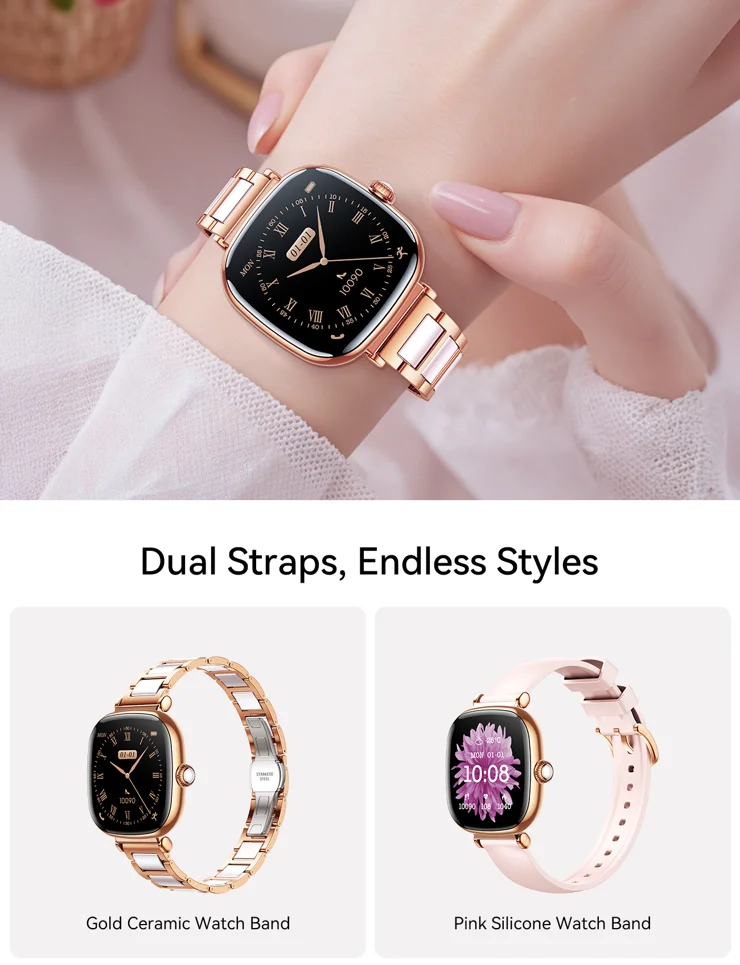 JOYROOM JR-FS1 1.7 Inch AMOLED Screen Smart Watch Bluetooth-Compatible Ceramic Watch-TVCMall.com