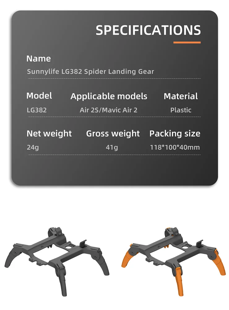 SUNNYLIFE LG382 for DJI Air 2S/Mavic Air Spider Landing Gear