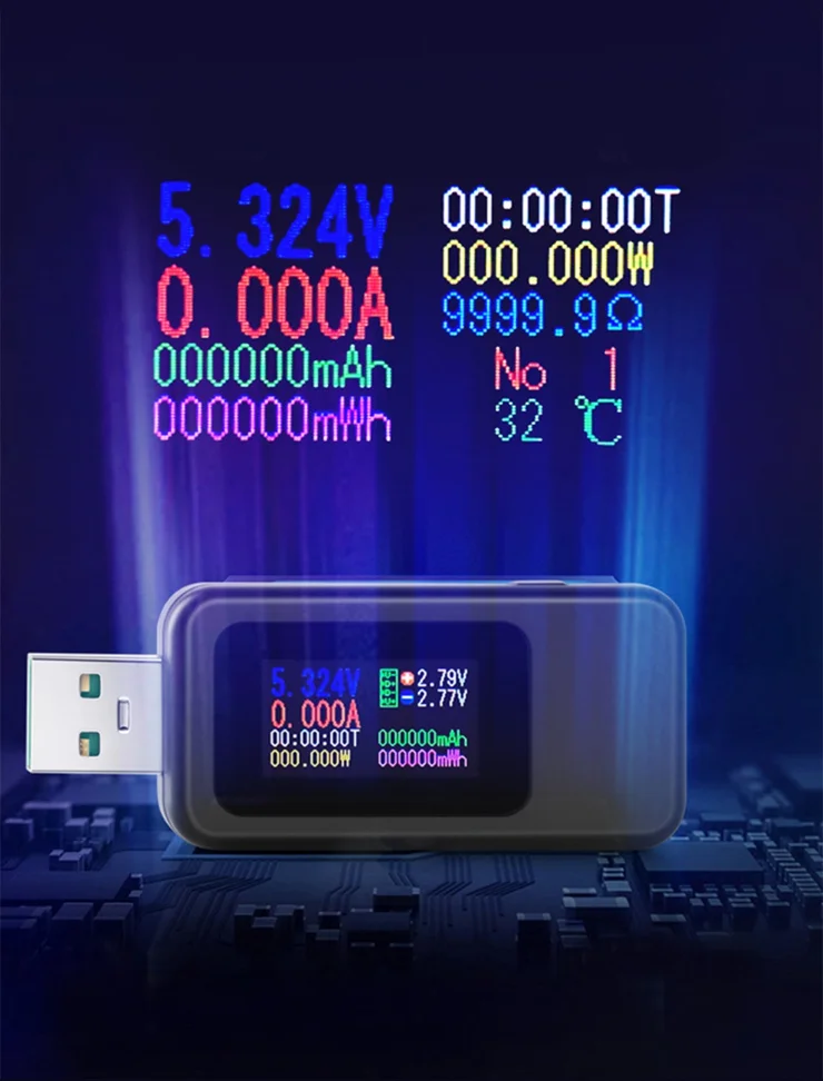 diymore Tester USB 4 – 30 V 0 – 8 A USB Misuratore di corrente di capacità, tester di tensione, misuratore di corrente USB A, tester di capacità rivelatore