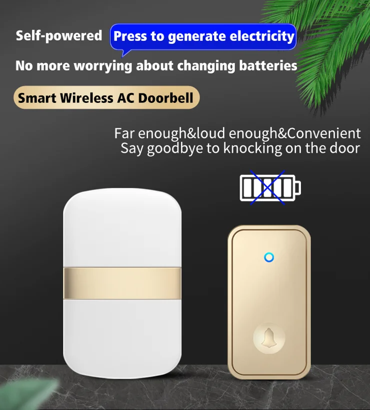 CACAZI FA96 Self-powered Home Wireless Doorbell No Battery
