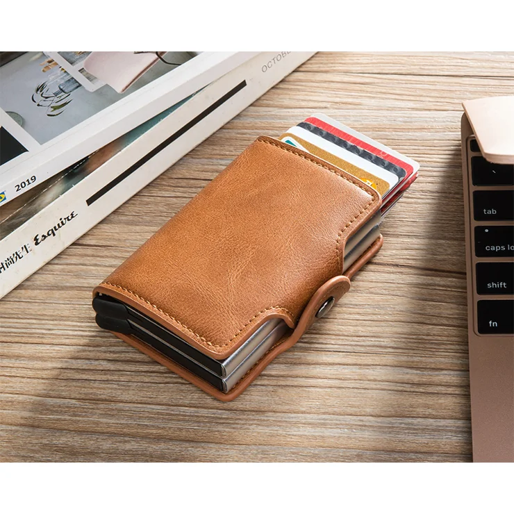 Portacarte Anti-RFID Color Pop - Custodia Per 2 Carte Di Credito, Schermata Contro Hacking, Blu Marino - Foto 4