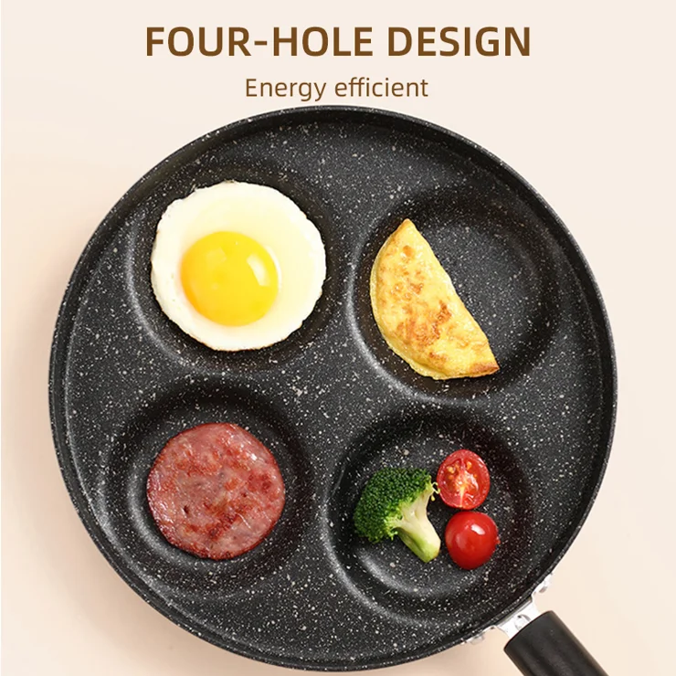 Teglia Colazione Multifunzione Stampo Pancake Alluminio Antiaderente - Padella Colazione Con Manico Antiscottatura Per Uova E Hamburger Padella Induzione Pancake