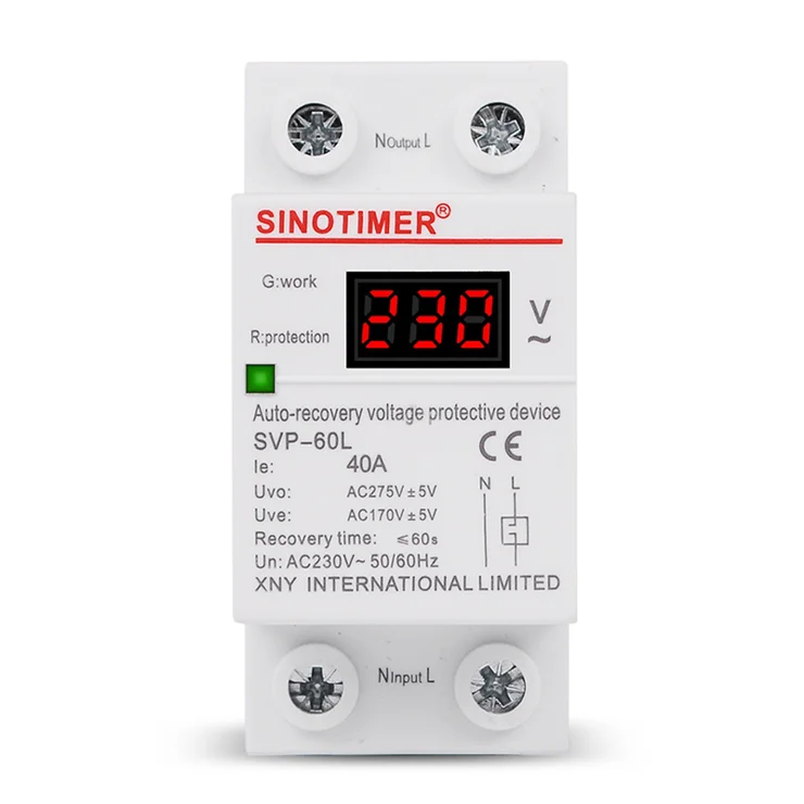 Disjoncteur De Protection Tension VPD1 60A – Reconnexion Auto – Sur/Sous Tension 220V – Avec Voltmètre