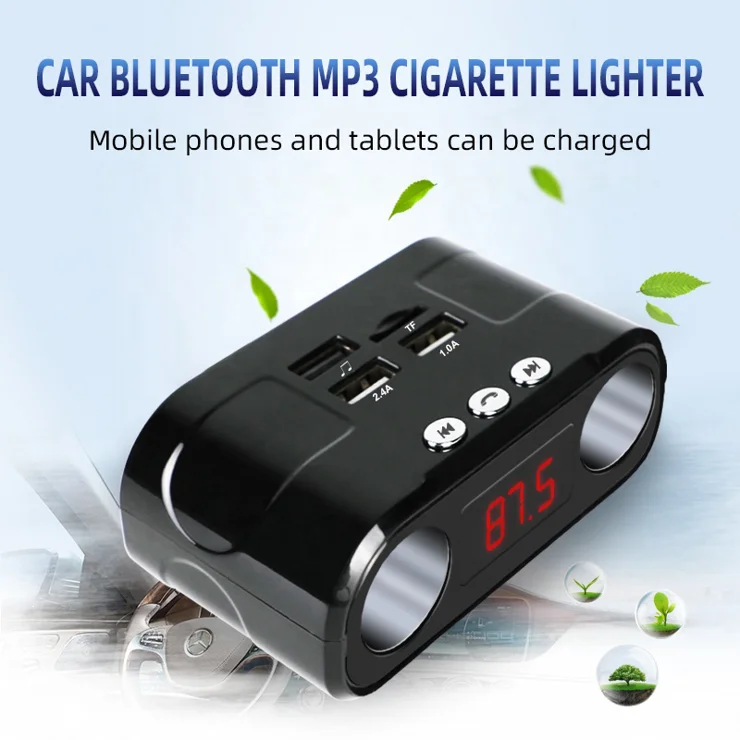 aux cigarette lighter replacement 12-24V Car AUX Cigarette Lighter Dual- USB Car Phone Charger U Disk TF Card  Player