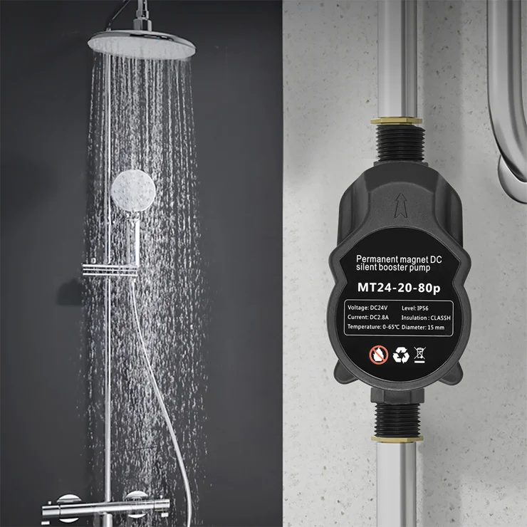 Waterdruk-boosterpomp, 100 W, 24 V, 25 l, IP56, intelligente uitvinding, automatische doucheschoenpomp, MT24 25, 100 p, waterdrukboosterpomp, EU-stekker