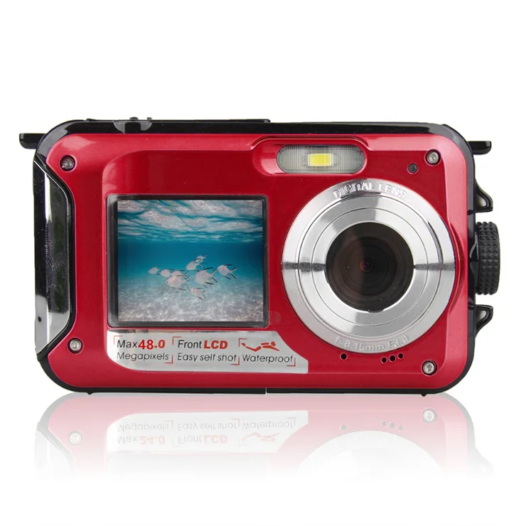 Onderwatercamera voor kinderen 4K 48MP, 3M waterdicht, dubbel scherm, voor snorkelen zwemmen, inclusief EVA opbergtas, statief, - K&F Concept