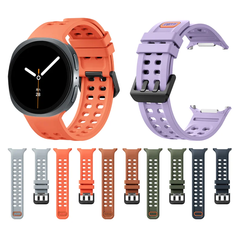 Bracelet en silicone pour Samsung Galaxy Watch9 40 mm / 44 mm / Watch8 40 mm / 44 mm / Watch8 Classic 46 mm Bracelet sport à double boucle - Saphir