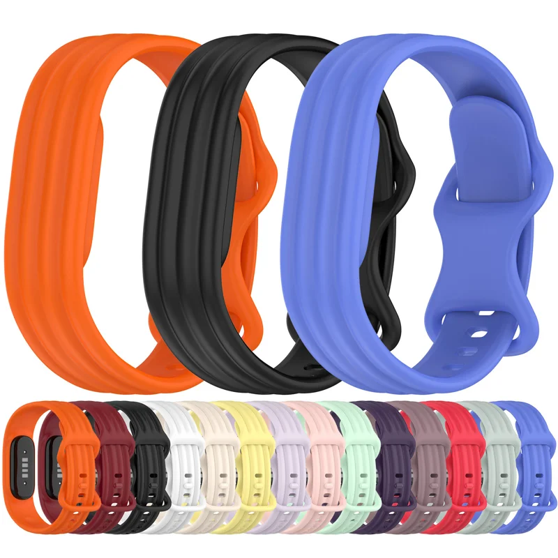 Sangle de montre en TPU pour Google Fitbit Air, motif rayé et couleur unie, remplacement avec boucle papillon - Blanc