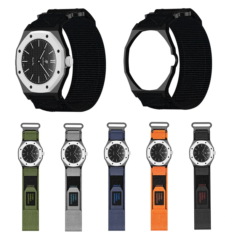 For Swatch Royal Pop Watch Strap with Case Frame Magic Tape Nylon Loop Sport Band - Orange