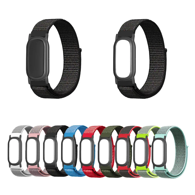 For Google Fitbit Air Nylon Loop Watch Band with Case Breathable Adjustable Replacement Strap - Green