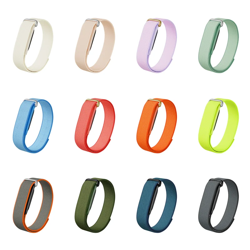 Dzianyowy pasek do zegarka Google Fitbit Air z zatrzaskiem na rzepę oddychający zamiennik - Pomarańczowy