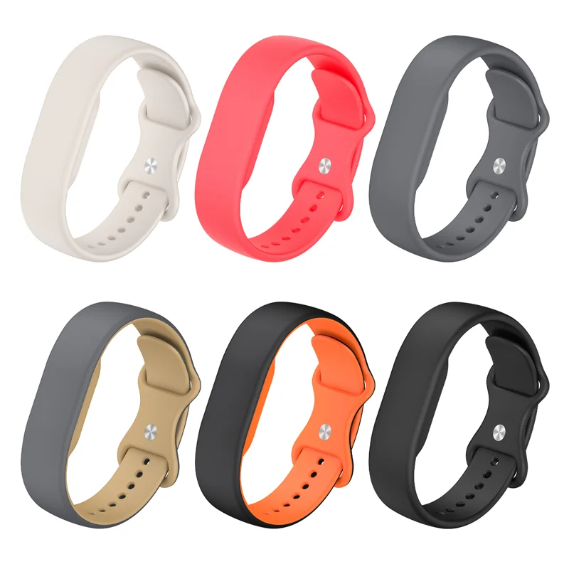 For Google Fitbit Air Breathable Silicone Watch Band Replacement Strap with Buckle - Black+Orange