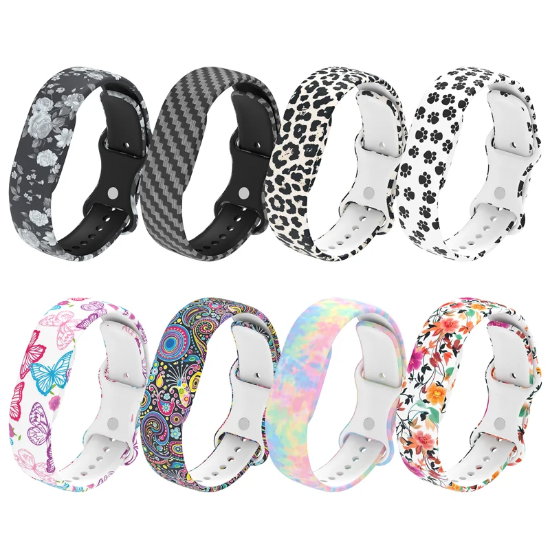 For Google Fitbit Air Printed Silicone Watch Strap Adjustable Watch Band with Buckle - Leopard Print